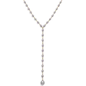 Awe Inspired Damselfly Drop Pearl Lariat Necklace in 14K Gold Vermeil at Nordstrom