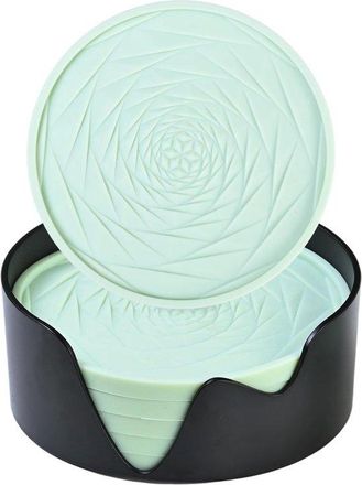 OEM Juego De Posavasos De Silicona, 6 Posavasos Redondos Con Borde Antiderrame, Antideslizantes, Resistentes Al Calor, Color Verde