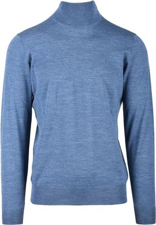 FILIPPO DE LAURENTIIS Blue Merino Wool Mens Merino Wool Turtleneck