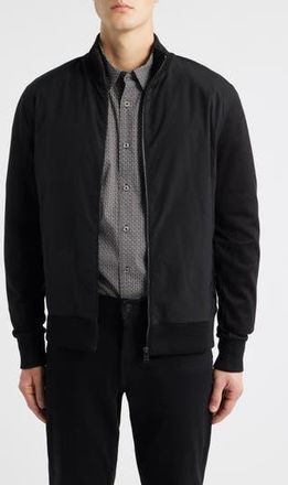 BOSS Shepherd Mixed Media Full Zip Sweatshirt in Black at Nordstrom Rack, Size Small