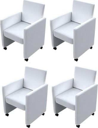 vidaXL Vidaxl - Sillas de comedor 4 unidades cuero sintético blanco