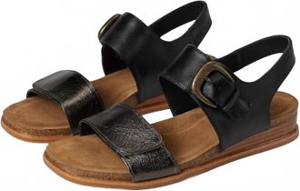S&ouml;fft Womens Peggie Wedge Sandal In Black/pewter