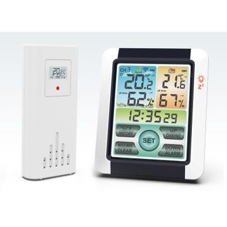 OEM Estaci&oacute;n Meteorol&oacute;gica Digital Con Sensor Exterior, Term&oacute;metro, Higr&oacute;metro, Bar&oacute;metro, Reloj Radiocontrolado Con Alarma, Pron&oacute;stico Del Tiempo Animado