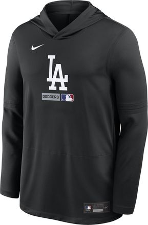 Nike Los Angeles Dodgers Authentic Collection Nike Mens Dri-FIT MLB Long-Sleeve Hooded Top in Black | 03B900ALD-S9Q