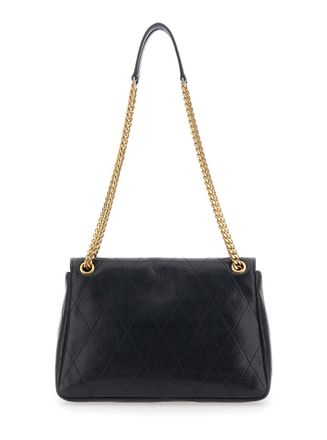 Tory Burch Womens Crossbody Bag Charlie Black Quilted Leather Cow Shoulder