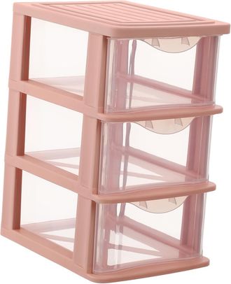OEM Mueble De Almacenamiento De Pl&aacute;stico Con 3 Cajones Transparentes, Estructura Rosa, Ideal Para La Organizaci&oacute;n De La Oficina O El Hogar (tama&ntilde;o Mediano