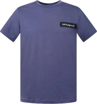 Emporio Armani T-shirt met ronde hals en logoband - Heren - T-shirts - Blauw - 2XL - Katoen - Tops