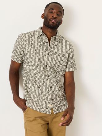 Fat Face FatFace Washed Black Short Sleeve Sunset Jacquard Shirt