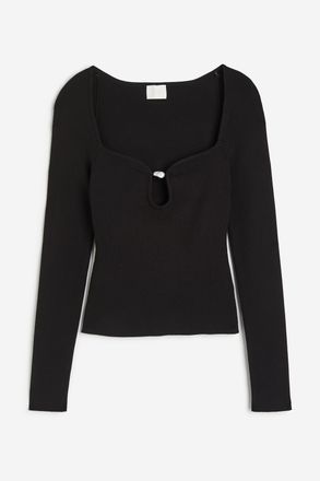 H&M Shirt mit Perle - Schwarz