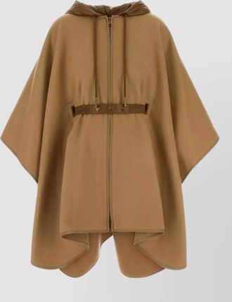 Moncler wool blend padded hooded cape