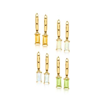 Ross-Simons Birthstone Hoop Drop Earrings in 18kt Gold Over Sterling