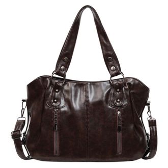 Generic Cymwer Women PU Retro Tote Handbag Large Capacity Shoulder Bag for Travel Work (Coffee) (Coffee)