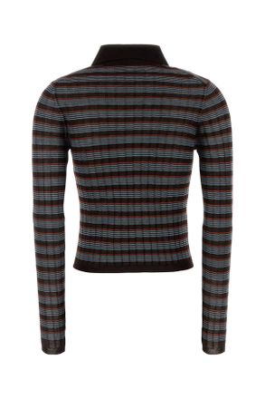 Prada Striped Cashmere-Silk Knit Polo - Black