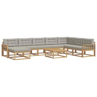 vidaXL Conjunto De Sof&aacute;s De Exterior 9 Uds. Blanco Y Gris Claro Vidaxl