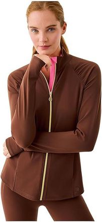 Lilly Pulitzer Justine Full Zip Jacket U Womens Jacket French Roast : XL (Womens 16-18), Nylon/Spandex
