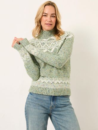 Fat Face FatFace Birch Green Fairisle Crew Knitted Jumper