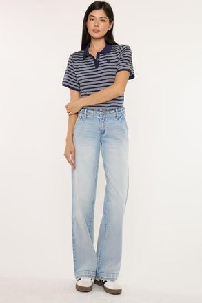 Kancan Lulu Mid Rise Wide Leg Trousers in Light Wash at Nordstrom, Size 2633