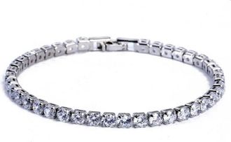 Generic Luxury 4Mm Cubic Zirconia Tennis Bracelets Euro Out Chain Crystal Wedding Bracelet for Women Men Silver Bracelet Jewelry