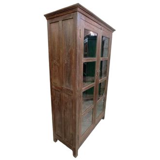 Wanderlust Deco Vitrina de madera acabado artesanal marr&oacute;n 110x45x180h cm
