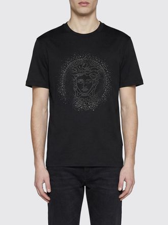 Versace T-shirt in cotone Medusa di strass Versace