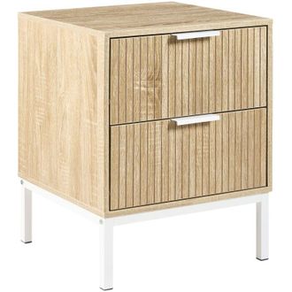 Beliani Comodino in legno di pino 2 cassetti legno chiaro Royalla