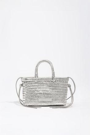 Bimba & Lola Plaited Leather XS Bag in Silver at Nordstrom
