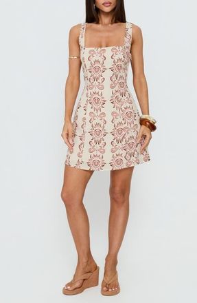 Princess Polly Maris Sleeveless Minidress in Cream /Pink at Nordstrom, Size 10