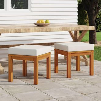 vidaXL Vidaxl Sgabelli Da Giardino Con Cuscini 2pz 40x40x42cm Massello Acacia