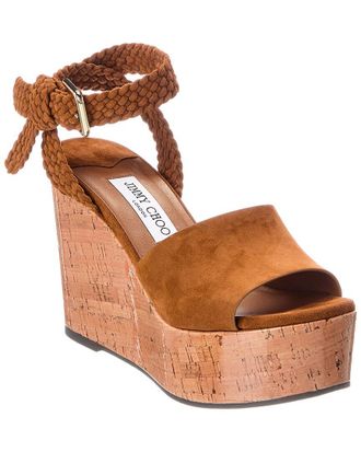 Jimmy Choo London Jori 100 Suede & Cork Wedge Sandal