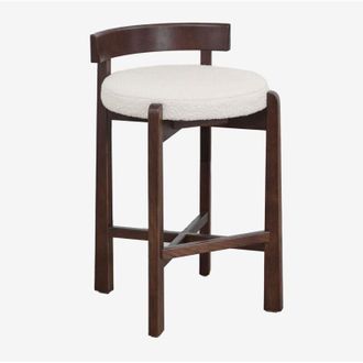 Sklum Pack De 2 Taburetes Altos En Madera De Roble Y Tapizados Manila Sklum