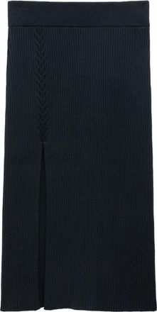 Filippa K front-slit ribbed midi skirt - women - Organic Cotton - M - Black