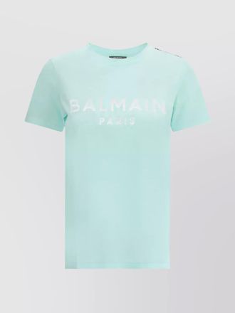Balmain logoed crew neck t-shirt with embossed buttons