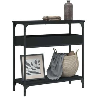 vidaXL Mesa Consola Con Estante Madera Ingenier&iacute;a Negra 75x29x75 Cm Vidaxl