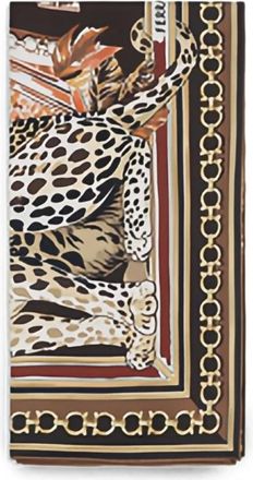 Ferragamo Accessoires, Dames, Bruin, ONE Size, Gedrukte Zijden Foulard