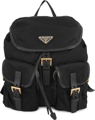 Prada Black Nylon Leather Backpack (Pre-Owned)