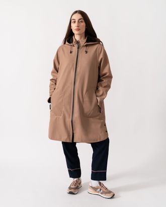 Ilse Jacobsen Womens Softshell A-line Raincoat in Tan - Size 16 UK