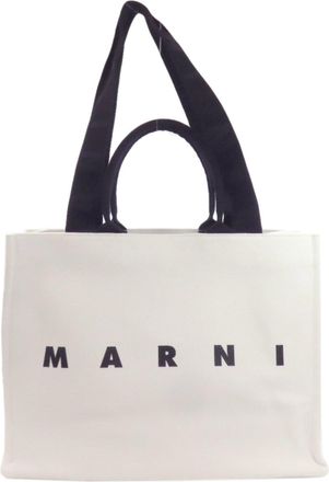 Marni Black White Canvas Tote Bag (Pre-Owned)