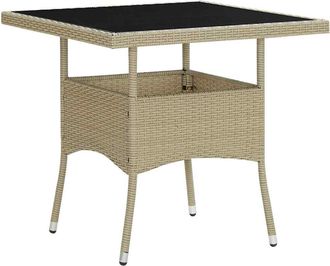 vidaXL Mesa De Comedor De Jard&iacute;n Rat&aacute;n Sint&eacute;tico Y Vidrio Beige Vidaxl