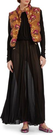 La DoubleJ Bonbon Puffer Vest in Textured Sequins Rust at Nordstrom, Size X-Small