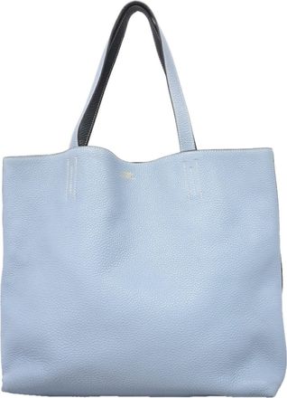 Herm&egrave;s Blue Indigo Blue Lin Taurillon Clemence Leather Tote Bag (Pre-Owned)