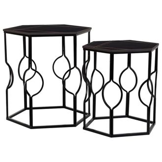 Wanderlust Deco Mesas set 2pzas de metal negro 34x34x52h-39x39x57h cm