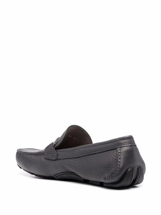 Ferragamo Pebbled Leather with Gancini Buckle Loafer - Gray