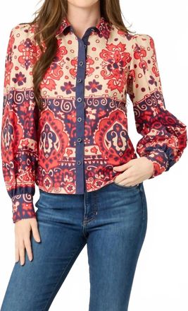BTB Los Angeles Printed Liana Top In Scarf Print