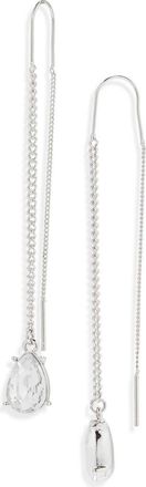 Nordstrom Rack Teardrop Threader Earrings in Clear- Silver at Nordstrom Rack