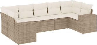 vidaXL Vidaxl - Set Sof&aacute;s De Jard&iacute;n 7 Piezas Y Cojines Rat&aacute;n Sint&eacute;tico Beige