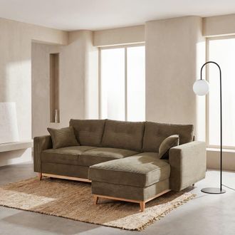 Maisons du monde Sof&aacute; cama esquinero reversible de 4/5 plazas en pana caqui
