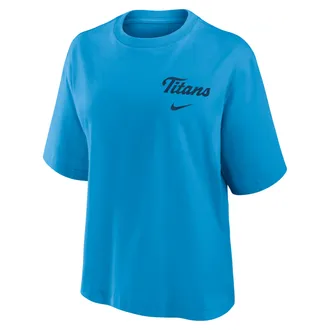 Nike Tennessee Titans Rivalries Collection Boxy Nike Womens NFL T-Shirt in Blue | 01CM4AI9V-MCF