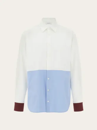 Ferragamo Uomo Camicia color block Bianco