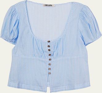 Ciao Lucia Risi Gingham Button-Front Top