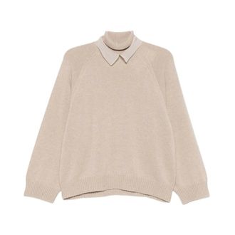Brunello Cucinelli Kasjmier coltrui - Dames - Truien - Beige - Maat: S Kasjmier
